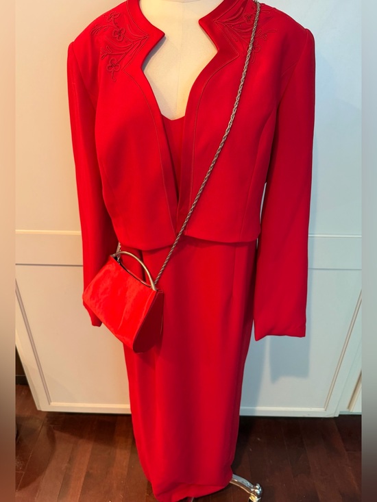 Karen Miller Dresses & Skirts - Vintage 90s Elegant Red Women's Dress with Jacket and purse